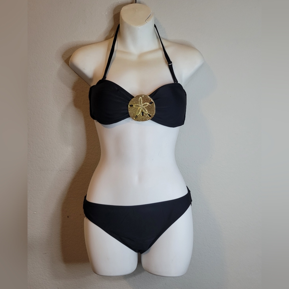 Moda Black and Gold Bikini Swimwear